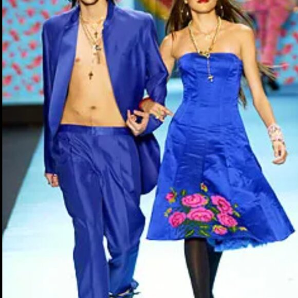 VTG Betsey Johnson Embroidered Silk Cocktail Dress - Picture 6 of 6